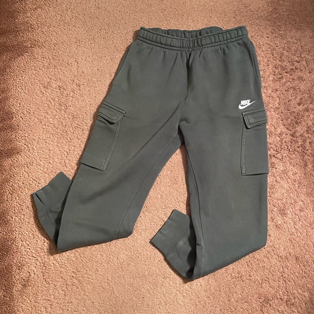 Vintage Nike Army Green Cargo Sweatpants Gym Casual Athleisure Pants Joggers